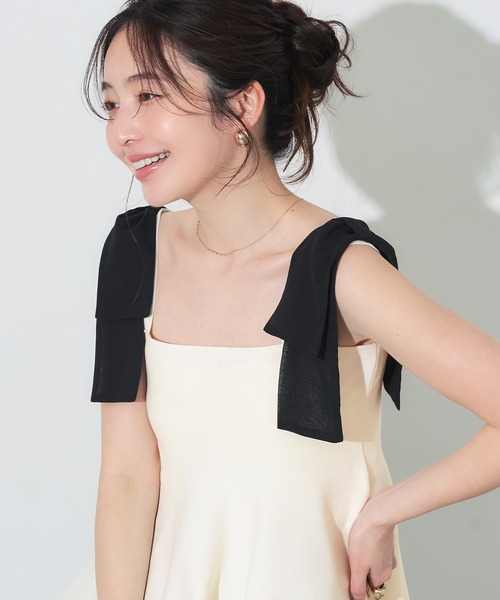 coca(coca)(コカ)の「スポンディッシュニットリボンキャミソール(キャミソール・レディース・ブラック/アイボリー・L/M)」の13枚目の写真
