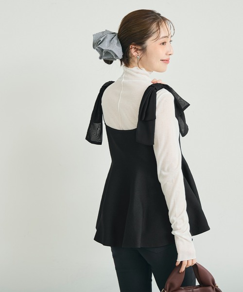 coca(coca)(コカ)の「スポンディッシュニットリボンキャミソール(キャミソール・レディース・ブラック/アイボリー・L/M)」の22枚目の写真