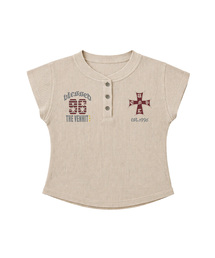 ブレッセッド ヘンリーネック ワッフル スリムフィットTシャツ