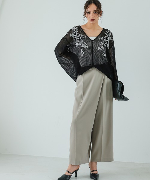 Callarus（カラルス）の「【セットアップ】刺繍デザインメッシュブラウス＋キャミワンピースアンサンブル［Callarus］（ワンピース・レディース・アイボリー系/ブラック系・LL/L/M/S）」の11枚目の写真