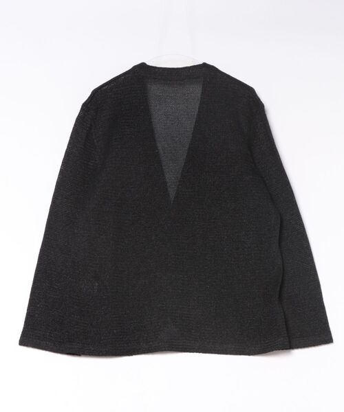 ADAM ET ROPE'（アダムエロペ）の「PURLA  Washi/Ry  S/S Knit Jacket（ノーカラージャケット・メンズ・ブラック・2）」の3枚目の写真
