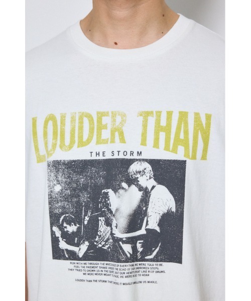 AZUL by moussy(アズールバイマウジー)の「LOUNDER THAN Tシャツ 春服 夏服 秋服 半袖 グラフィック ロゴ(Tシャツ/カットソー・メンズ・ベージュ/ホワイト/ブラック・SMALL/MEDIUM/LARGE)」の10枚目の写真
