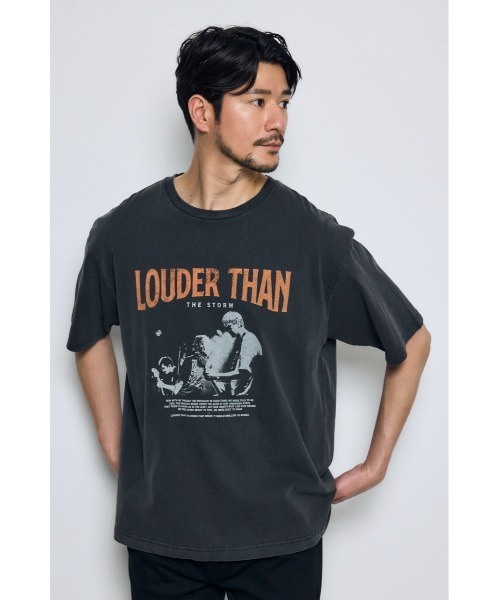 AZUL by moussy(アズールバイマウジー)の「LOUNDER THAN Tシャツ 春服 夏服 秋服 半袖 グラフィック ロゴ(Tシャツ/カットソー・メンズ・ベージュ/ホワイト/ブラック・SMALL/MEDIUM/LARGE)」の14枚目の写真