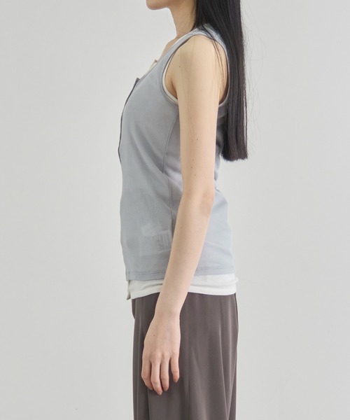 CITY TOKYO（シティトウキョウ）の「【CITY TOKYO/シティートウキョウ】Layered Tank Tops/レイヤードタンクトップ（タンクトップ・レディース・ライトグリーン/ブラック/ブルー・FREE）」の13枚目の写真