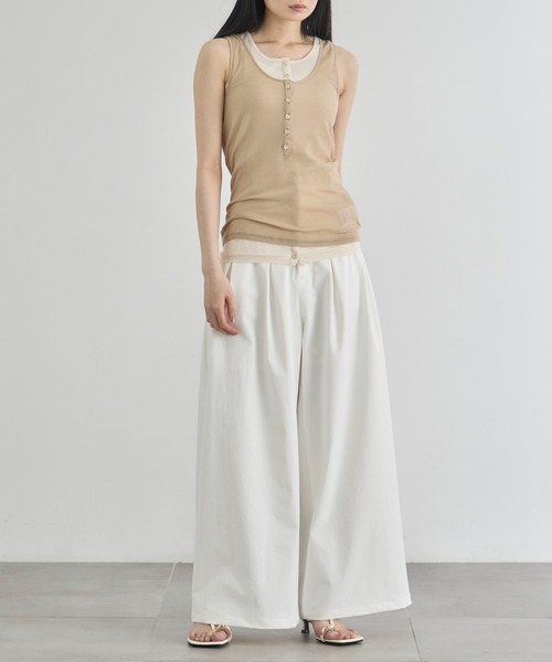 CITY TOKYO（シティトウキョウ）の「【CITY TOKYO/シティートウキョウ】Layered Tank Tops/レイヤードタンクトップ（タンクトップ・レディース・ライトグリーン/ブラック/ブルー・FREE）」の9枚目の写真