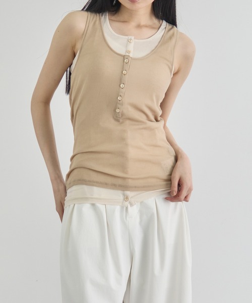 CITY TOKYO（シティトウキョウ）の「【CITY TOKYO/シティートウキョウ】Layered Tank Tops/レイヤードタンクトップ（タンクトップ・レディース・ライトグリーン/ブラック/ブルー・FREE）」の10枚目の写真