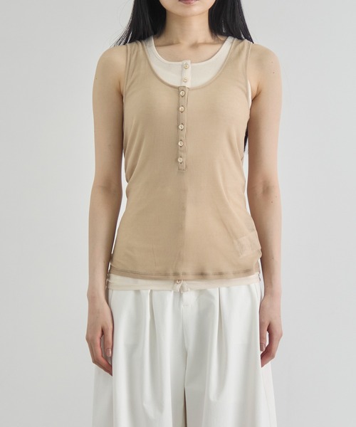 CITY TOKYO（シティトウキョウ）の「【CITY TOKYO/シティートウキョウ】Layered Tank Tops/レイヤードタンクトップ（タンクトップ・レディース・ライトグリーン/ブラック/ブルー・FREE）」の11枚目の写真