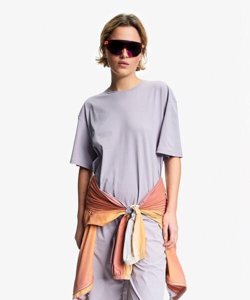AIGLE(エーグル)の「【UPF50+ SolarPack】 UVカット 吸水速乾 接触冷感 テックTシャツ(Tシャツ/カットソー・レディース・パープル/セージグリーン・L/M/S)」の1枚目の写真