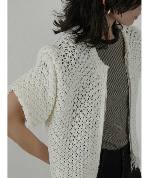 LA PEAU DE GEM（ラポドゥジェム）の「【LA PEAU DE GEM】crochet cardigan/クロシェカーディガン（カーディガン/ボレロ・レディース・ホワイト/ブラック・FREE）」の4枚目の写真