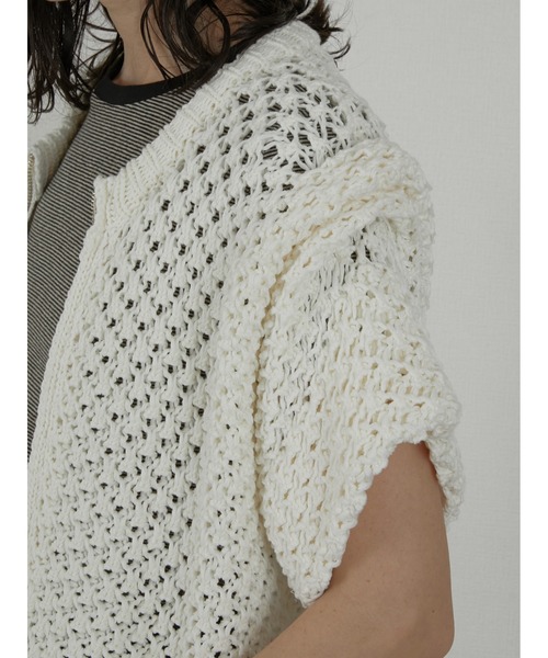 LA PEAU DE GEM（ラポドゥジェム）の「【LA PEAU DE GEM】crochet cardigan/クロシェカーディガン（カーディガン/ボレロ・レディース・ホワイト/ブラック・FREE）」の5枚目の写真