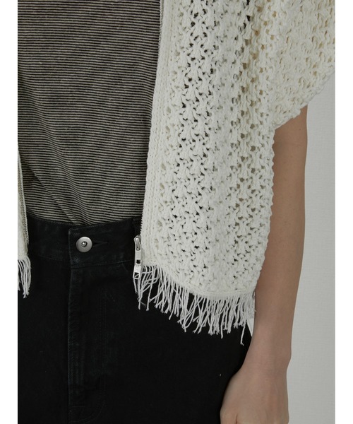 LA PEAU DE GEM（ラポドゥジェム）の「【LA PEAU DE GEM】crochet cardigan/クロシェカーディガン（カーディガン/ボレロ・レディース・ホワイト/ブラック・FREE）」の6枚目の写真