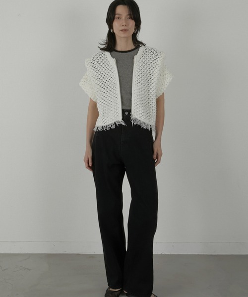 LA PEAU DE GEM（ラポドゥジェム）の「【LA PEAU DE GEM】crochet cardigan/クロシェカーディガン（カーディガン/ボレロ・レディース・ホワイト/ブラック・FREE）」の9枚目の写真