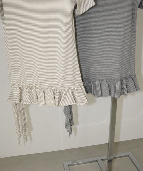 chuclla(チュクラ)の「アシメフリルボーダートップス chw26s290(Tシャツ/カットソー・レディース・オフホワイト/グレー・FREE)」の22枚目の写真