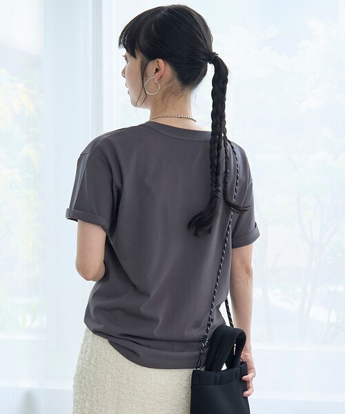 coen（コーエン）の「【汗染み軽減 / 接触冷感】 アソートロゴTシャツ（Tシャツ/カットソー・レディース・オフホワイト/ロイヤルブルー/モカ/ダークグレー・L/M）」の14枚目の写真