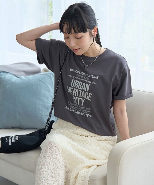 coen（コーエン）の「【汗染み軽減 / 接触冷感】 アソートロゴTシャツ（Tシャツ/カットソー・レディース・オフホワイト/ロイヤルブルー/モカ/ダークグレー・L/M）」の16枚目の写真