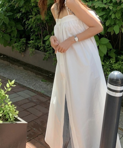 YUGA（ユーガ）の「YUGA_YGMC　　Korean-style  Pleated camisole dress（ワンピース・レディース・ホワイト/ライトグリーン/ブラック/ライトブルー・FREE）」の7枚目の写真