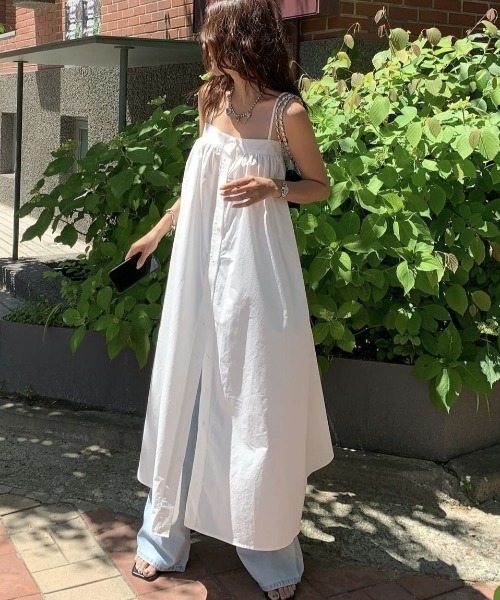 YUGA（ユーガ）の「YUGA_YGMC　　Korean-style  Pleated camisole dress（ワンピース・レディース・ホワイト/ライトグリーン/ブラック/ライトブルー・FREE）」の6枚目の写真