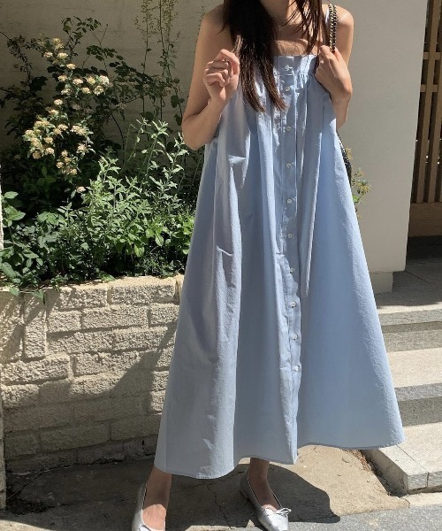 YUGA（ユーガ）の「YUGA_YGMC　　Korean-style  Pleated camisole dress（ワンピース・レディース・ホワイト/ライトグリーン/ブラック/ライトブルー・FREE）」の15枚目の写真