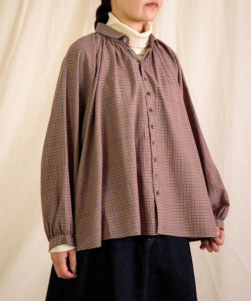 Brocante（ブロカント）の「[Brocante / ブロカント] コーマビエラ グランロンシャツ（シャツ/ブラウス・レディース・ブラウン系その他/ネイビー系・2）」の16枚目の写真