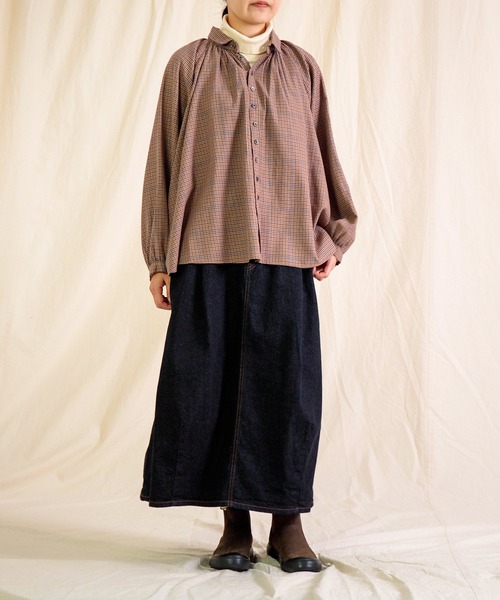 Brocante（ブロカント）の「[Brocante / ブロカント] コーマビエラ グランロンシャツ（シャツ/ブラウス・レディース・ブラウン系その他/ネイビー系・2）」の17枚目の写真