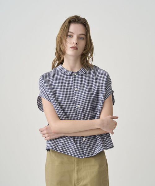 ORCIVAL（オーシバル）の「ORCIVAL | リネンチェック スリーブレスシャツ WOMEN（シャツ/ブラウス・レディース・ブルー系その他5/ホワイト系その他・1）」の2枚目の写真