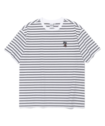 RAYFIKERS（レイフィカース）の「ストライプ刺繍ショートスリーブ MQ2TU276_WHITE（Tシャツ/カットソー）」