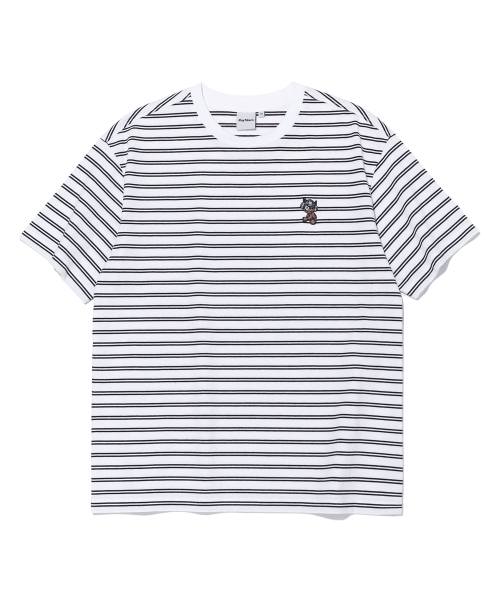 RAYFIKERS(レイフィカース)の「ストライプ刺繍ショートスリーブ MQ2TU276_WHITE(Tシャツ/カットソー・メンズ・その他・100/95/105)」の1枚目の写真