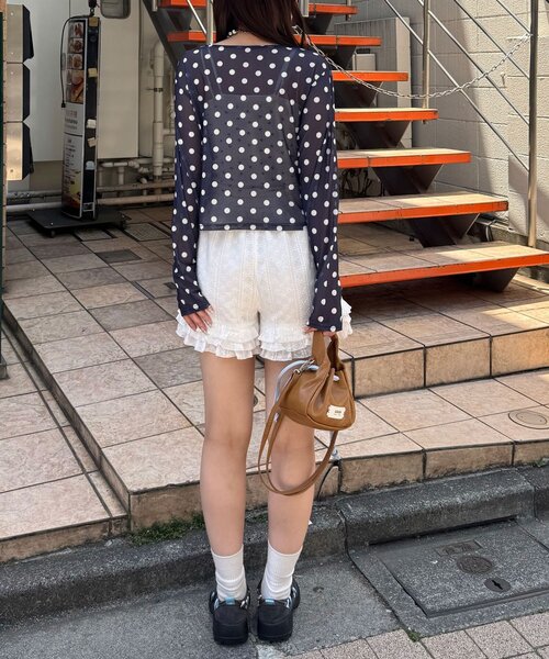 CIAOPANIC(チャオパニック)の「フロントシャーリングドット柄シアーメッシュトップス(シャツ/ブラウス・レディース・ブラウン/ネイビー/イエロー/ブルー系その他・ONE SIZE)」の19枚目の写真