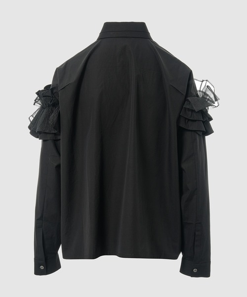 GURTWEIN( ガーウィン)の「Organic cotton poplin ruffled boxy blouse(シャツ/ブラウス・レディース・ブラック/ホワイト・36)」の4枚目の写真