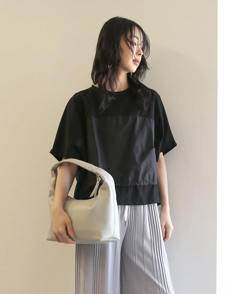 No one knows(ノーワンノーズ)の「ZOZO限定 布帛切替ワイドトップス(Tシャツ/カットソー・レディース・ブラック/ライトブルー・FREE)」の10枚目の写真