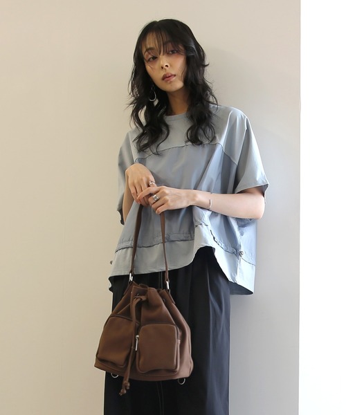 No one knows(ノーワンノーズ)の「ZOZO限定 布帛切替ワイドトップス(Tシャツ/カットソー・レディース・ブラック/ライトブルー・FREE)」の19枚目の写真