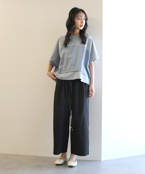 No one knows(ノーワンノーズ)の「ZOZO限定 布帛切替ワイドトップス(Tシャツ/カットソー・レディース・ブラック/ライトブルー・FREE)」の14枚目の写真