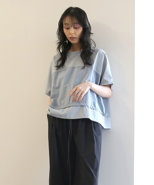 No one knows(ノーワンノーズ)の「ZOZO限定 布帛切替ワイドトップス(Tシャツ/カットソー・レディース・ブラック/ライトブルー・FREE)」の15枚目の写真