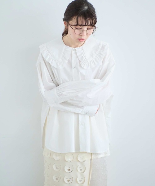 I am I in fact...（アイアムアイインファクト）の「MARTINI BLOUSE（シャツ/ブラウス・レディース・ブラック/ホワイト/サックスブルー・FREE）」の4枚目の写真