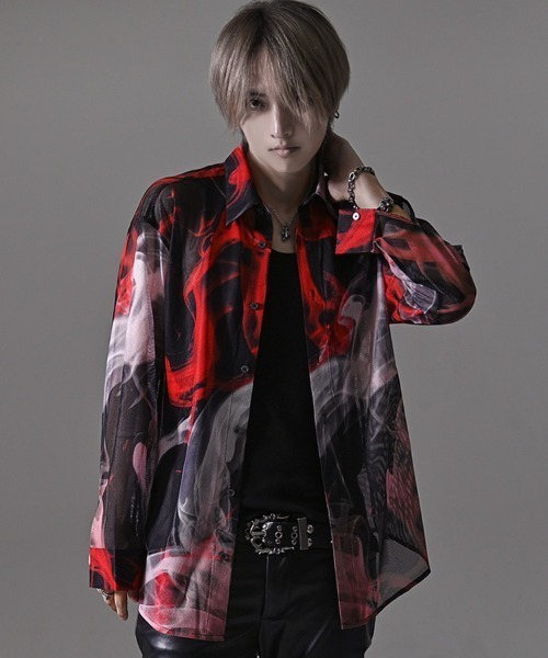 RUDOL（ルドル）の「『RUDOL/ルドル』 総プリントメッシュシャツ（シャツ/ブラウス・メンズ・レッド/ブラック・L/M）」の2枚目の写真