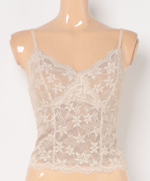 Lace Ladies（レースレディース）の「レース Vネック カップ付き キャミソール  インナー（タンクトップ・レディース・ベージュ/グレー/アイボリー/ブラック・FREE）」の4枚目の写真