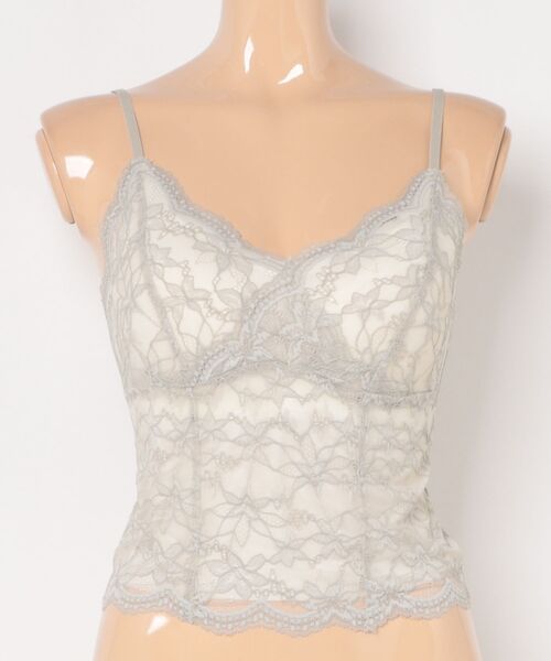 Lace Ladies（レースレディース）の「レース Vネック カップ付き キャミソール  インナー（タンクトップ・レディース・ベージュ/グレー/アイボリー/ブラック・FREE）」の3枚目の写真