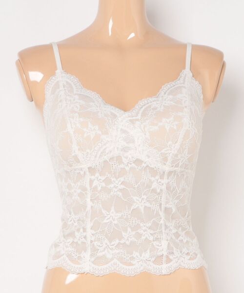Lace Ladies（レースレディース）の「レース Vネック カップ付き キャミソール  インナー（タンクトップ・レディース・ベージュ/グレー/アイボリー/ブラック・FREE）」の2枚目の写真