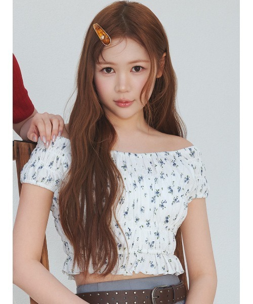 LILY BROWN（リリーブラウン）の「シャーリングカットトップス（Tシャツ/カットソー・レディース・ピンク/ドット/その他・F）」の4枚目の写真
