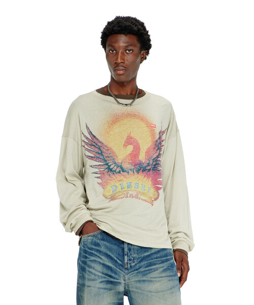 DIESEL(ディーゼル)の「メンズ 長袖Tシャツ T-BOXT-LS-AA1(Tシャツ/カットソー・メンズ・ブラウン系その他/ベージュ系その他・MEDIUM/LARGE/SMALL/X-SMALL/XX-LARGE/XXX-LARGE/X-LARGE)」の2枚目の写真