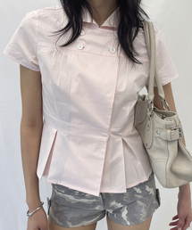 DIMANCHE（ディマンシュ）の「Double Button Blouse (pink)（シャツ/ブラウス）」