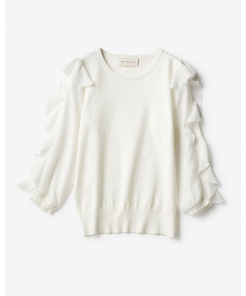 DoCLASSE（ ドゥクラッセ）の「フリルスリーブ・プルオーバーニット（ニット/セーター・レディース・オフホワイト・L/XL/3L）」の5枚目の写真