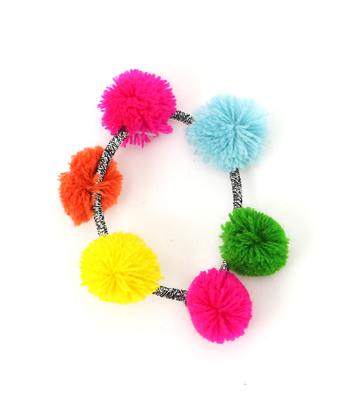 チャイハネ（チャイハネ）の「【チャイハネ】カラフルポンポンヘアゴム（ヘアゴム・レディース・カラフル/マルチ/ブルー・FREE）」の3枚目の写真