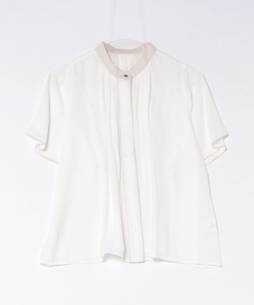 styiro(スタイロ)の「シフォン配色パイピングブラウス レディース 半袖 オフィス 通勤 きれいめ(シャツ/ブラウス・レディース・ライトベージュ/オフホワイト/ピンク/ネイビー・FREE)」の17枚目の写真