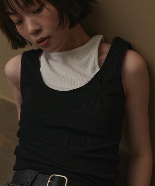 hellam(へラム)の「レイヤードリブタンクトップ(タンクトップ・レディース・ブラック/杢グレー・FREE)」の5枚目の写真