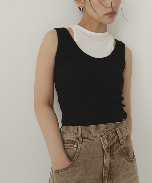 hellam(へラム)の「レイヤードリブタンクトップ(タンクトップ・レディース・ブラック/杢グレー・FREE)」の15枚目の写真