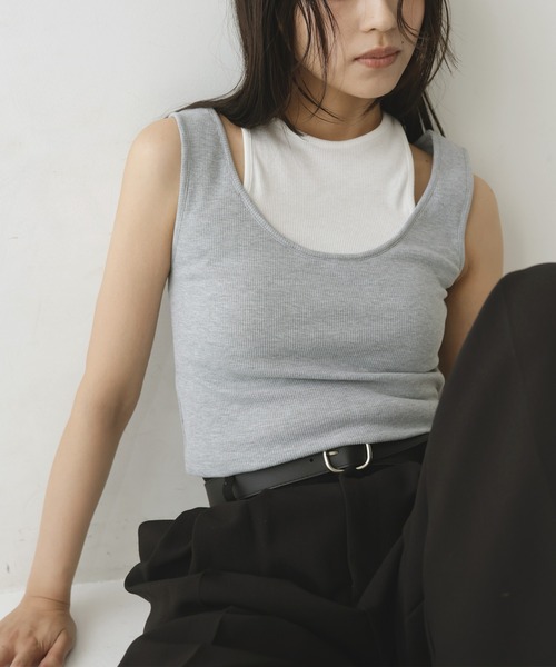 hellam(へラム)の「レイヤードリブタンクトップ(タンクトップ・レディース・ブラック/杢グレー・FREE)」の19枚目の写真