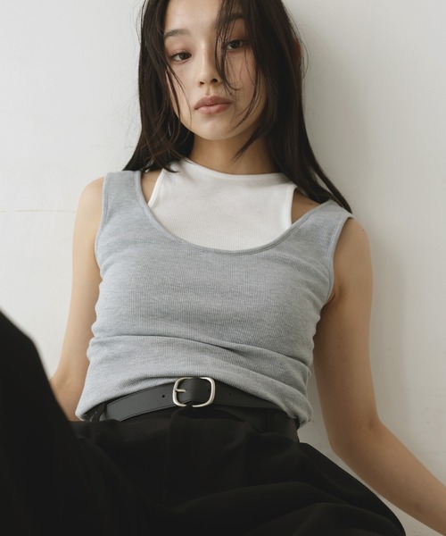 hellam(へラム)の「レイヤードリブタンクトップ(タンクトップ・レディース・ブラック/杢グレー・FREE)」の22枚目の写真