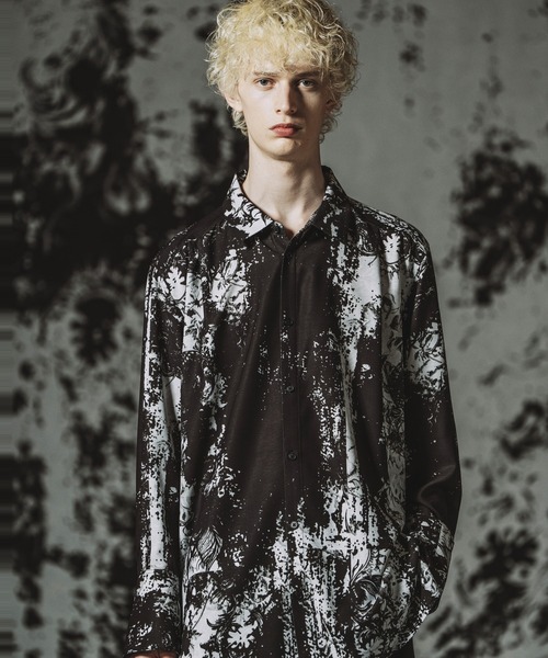 NO ID.（ノーアイディ）の「【NO ID.】Abstracts Print Long Shirt / Abstractsプリントロングシャツ（シャツ/ブラウス・メンズ・ホワイト/ブラック・ONE SIZE）」の7枚目の写真