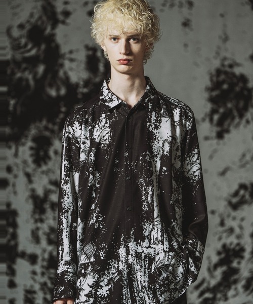 NO ID.（ノーアイディ）の「【NO ID.】Abstracts Print Long Shirt / Abstractsプリントロングシャツ（シャツ/ブラウス・メンズ・ホワイト/ブラック・ONE SIZE）」の8枚目の写真